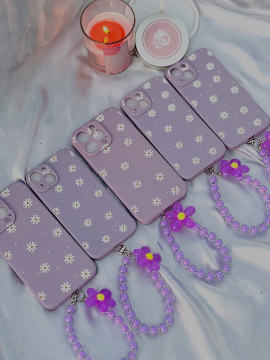 Purple flower case with charm