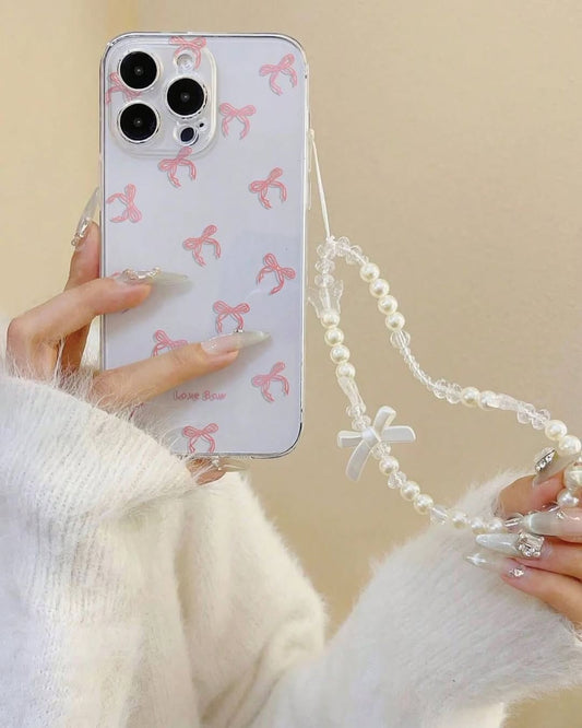 Pink bow case with charm