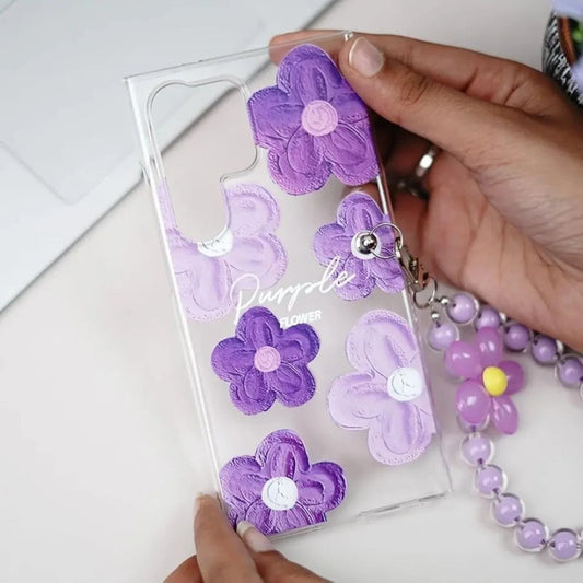 purple floral case with charm customise case Mobile Online 