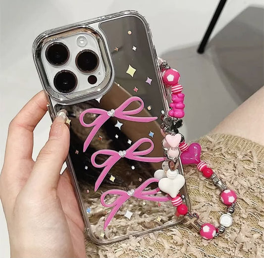 Mirror bow case with charm