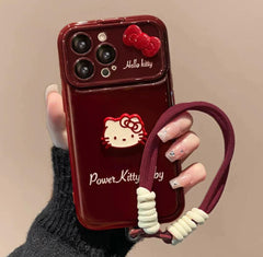 Hello kitty Cherry Mirror Case With Hanging Lanyard Chain