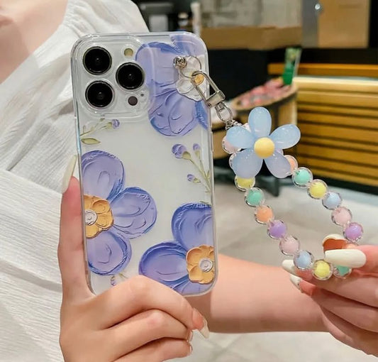 Blue flower case with charm